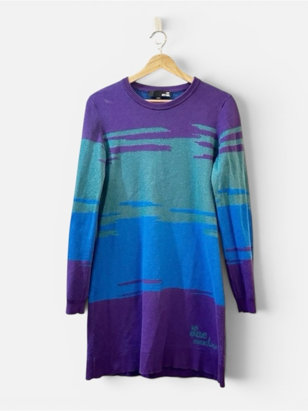 Moschino Love Moschino Colorblock Long Sleeve Ribbed Knit Sweater Dress Size 10